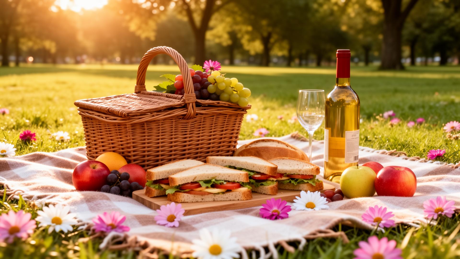 Beautiful picnic scene in a sunny park
